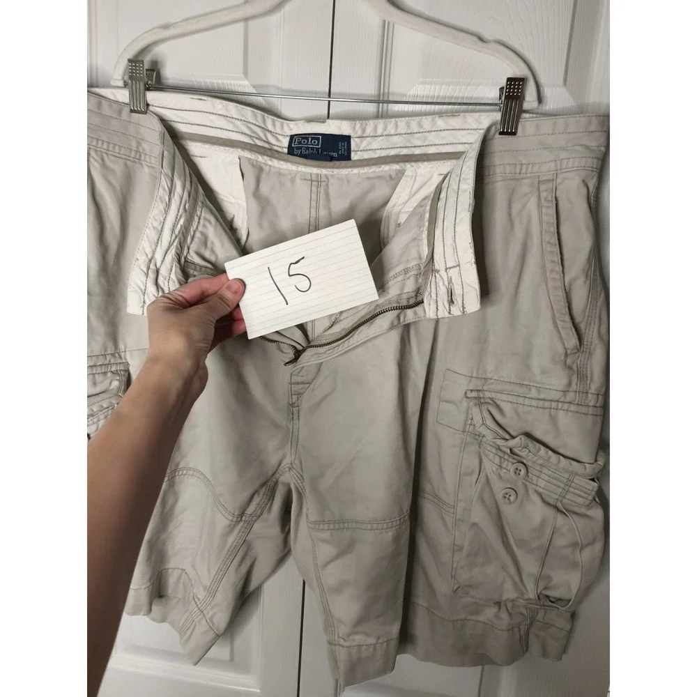 Vintage Polo Ralph Lauren Cargo Shorts Mens 42 Khaki Baggy Twill Casual 90s‎ Y2K